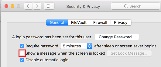 Remove Lock Screen Message on Mac