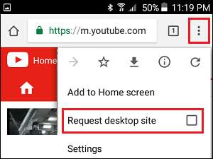 Request YouTube's Desktop Website in Chrome