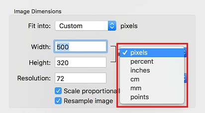 Resize Image Options on Mac