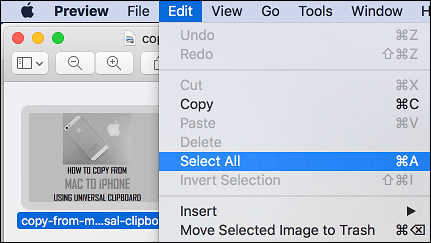 Select All Tab in Mac Preview App