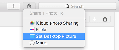 Set Desktop Picture Option in Photos App