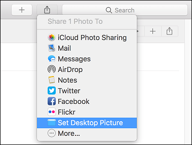 Set Desktop Picture Option in Photos App