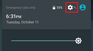 Settings Icon in Notification Center on Android Phone