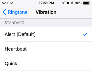 Standard Vibration Patterns on iPhone
