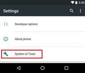 System UI Tuner Tab on Android Phone