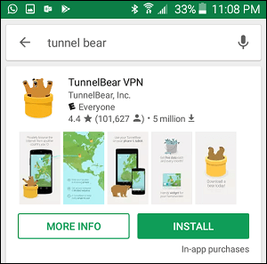 TunnelBear VPN App in Google Play Store