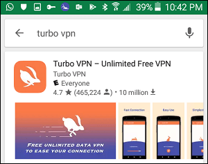 Turbo VPN App in Google Play Store