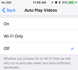 Turn Off Autoplaying Videos on iPhone