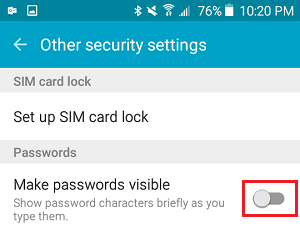 Turn Off Make Passwords Visible on Android Phone