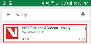 Vaulty App in Google Play Store