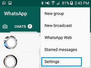 WhatsApp Settings Option On Android Phone