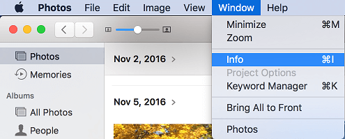 Window and Info Tab in Mac Menu Bar