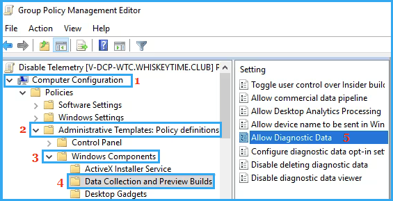 Open "Allow Diagnostic Data" Group Policy