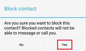 Are You Sure You Want to Block Contact Pop-up in imo on Android Phone