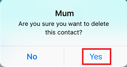 Are You Sure You Want to Delete Contact Option in imo on iPhone
