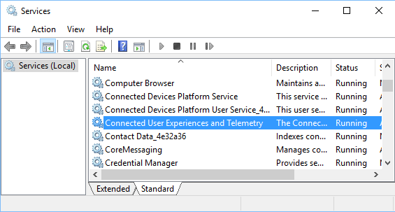 Connected User Experiences and Telemetry Service in Windows 10