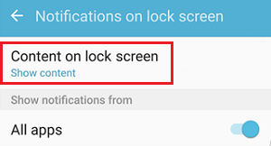 Content on Lock Screen Tab on Samsung Phone