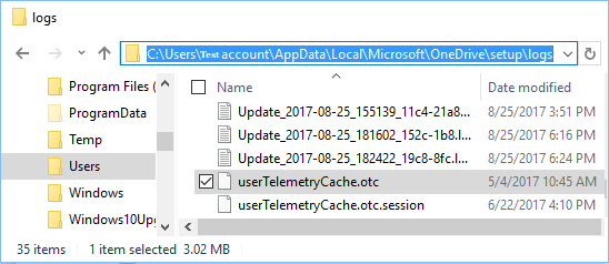 userTelemetryCache.otc File in Windows 10