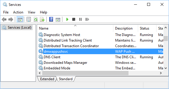 Disable dmwappushsvc service in Windows 10