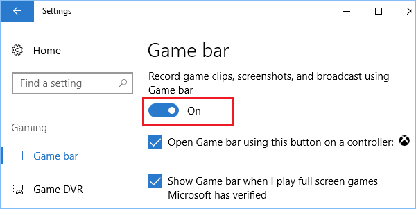 Enable Game Bar and Option to Record Screenshots and Game Clips in Windows 10