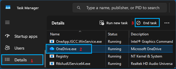 End Microsoft OneDrive.exe Using Task Manager
