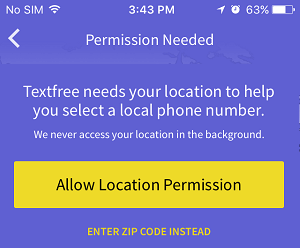 Enter Location Into Textfree App