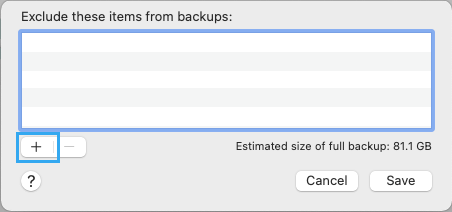 Exclude From Time Machine Backup Option on Mac