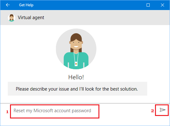 Ask Virtual Agent For Help in Windows 10