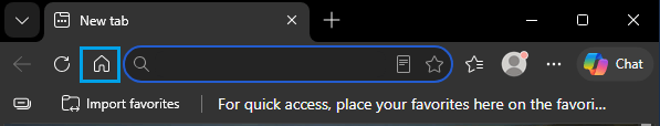 Home Button on Microsoft Edge Start Page