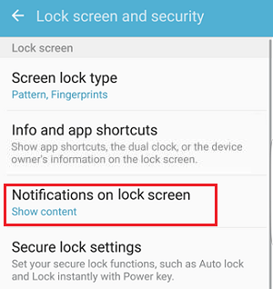 Notifications on Lock Screen Tab on Samsung Phone