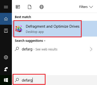 Open Optimize Drives Utility Using Search in Windows 10
