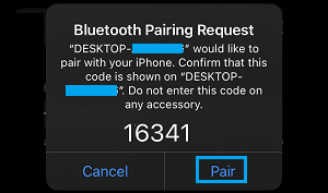 Accept Bluetooth Pairing Request on iPhone