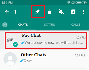 Pin Chats in WhatsApp on Android Phone or Tablet