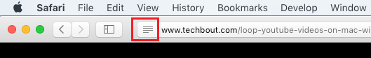 Reader Icon in Safari Browser on Mac 