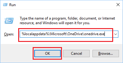 Run OneDrive.exe File Using Run Command in Windows 10