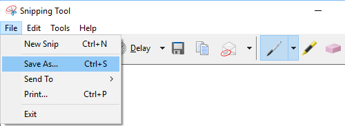 Save File Option in Windows Snipping Tool
