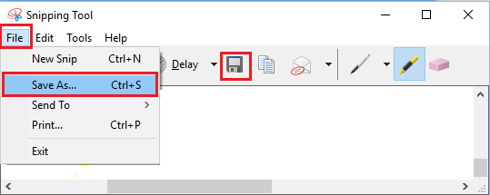 Save Screenshot Option in Snipping Tool