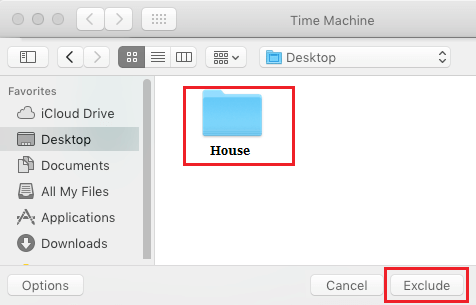 Select Files or Folders to be Excluded From Time Machine Backups