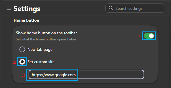 Set Google As Homepage in Microsoft Edge