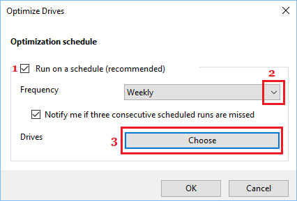 Change Optimization Schedule in Windows 10