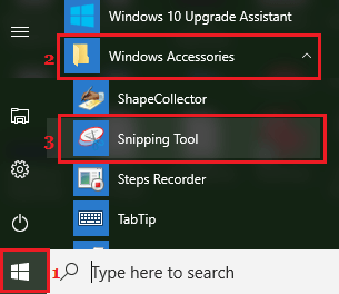 Start Snipping Tool Using Start Option in Windows 10