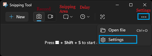 Snipping Tool Interface In Windows