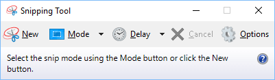 Snipping Tool User Interface in Windows 10