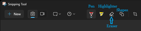 Pen, Highlighter, Eraser & Shapes in Snipping Tool