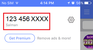 Number Listed in TextNow App
