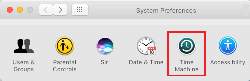 Time Machine Icon on System Preferences Screen