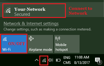 Turn WiFi ON/OFF Using Network Icon in Windows 10