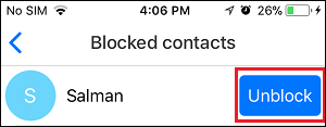 Unblock Contact Option in imo on iPhone