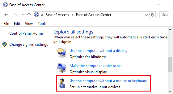 Computer ohne Maus- oder Tastaturoption in Windows verwenden 10