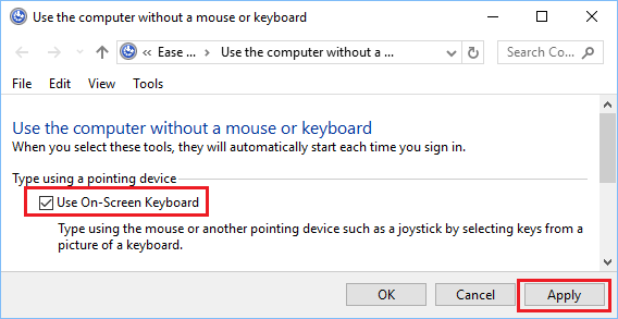 Enable On-Screen Keyboard At Startup in Windows 10